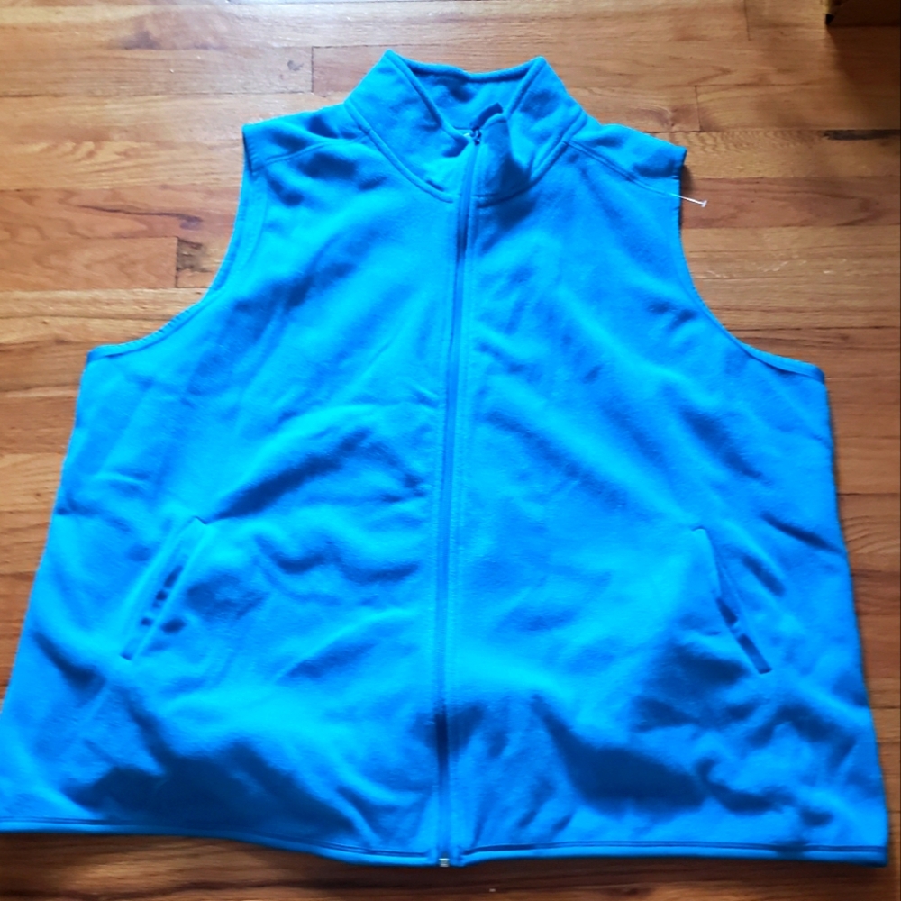 Woman Within Plus Size Zip-Front Blue/ Turquoise Microfleece Vest 2X Sz 26/28
